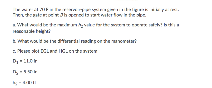 Solved h1 Di A T-D2.-.. B water h2 С mercury The water at | Chegg.com
