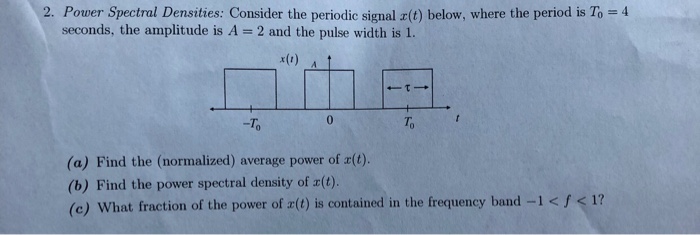 Solved 2. Power Spectral Densities: Consider the periodic | Chegg.com