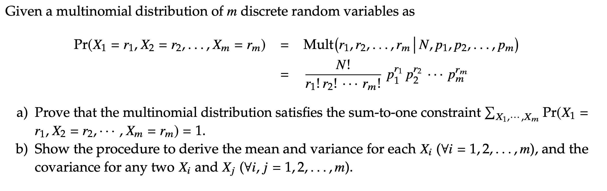 Solved Given a multinomial distribution of m discrete random | Chegg.com