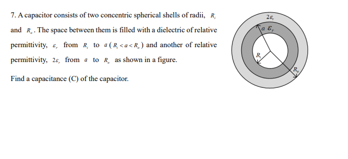 Solved 2, a E, 7. A capacitor consists of two concentric | Chegg.com