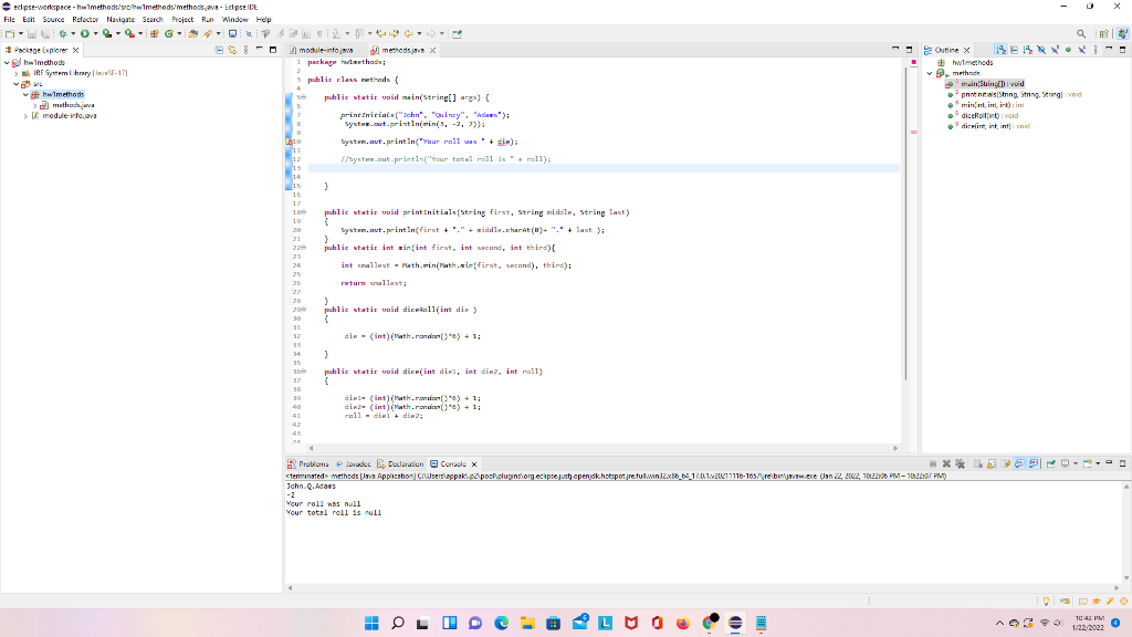 Solved I need from in methods Java 5 to 10. I have | Chegg.com