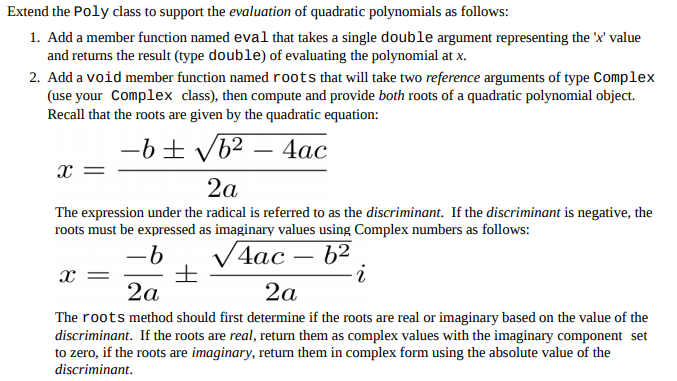 Extend the Poly class to support the evaluation of | Chegg.com