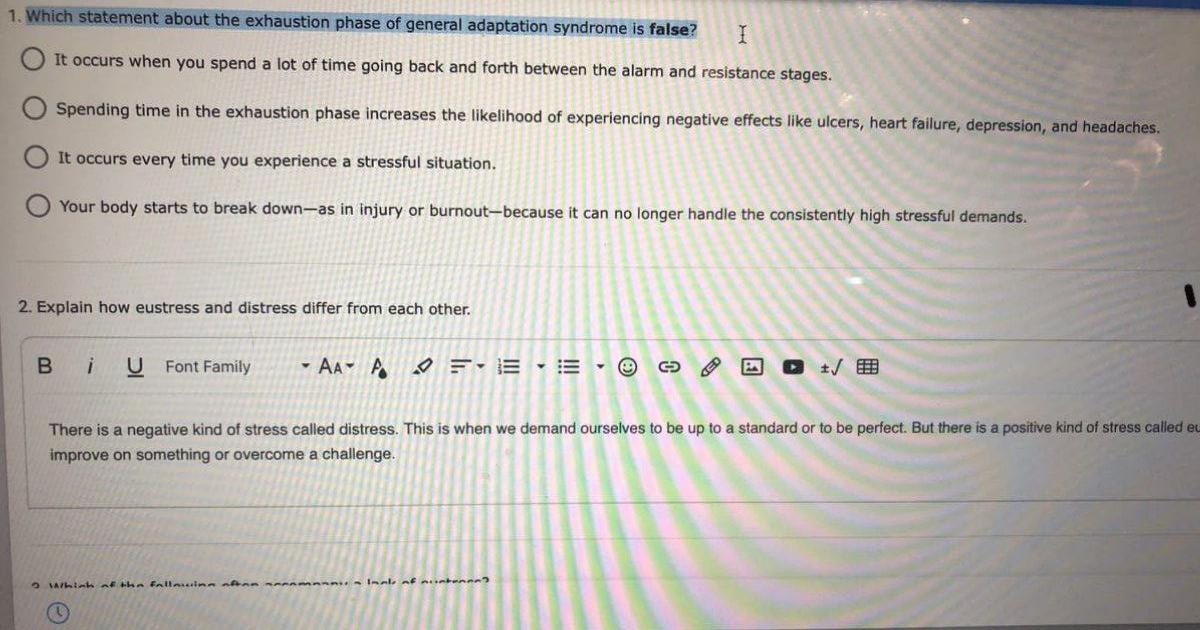 Solved 1. Which statement about the exhaustion phase of | Chegg.com