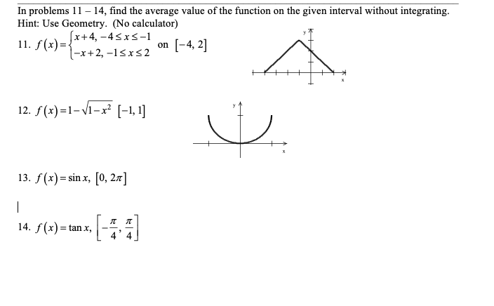 Solved In problems 11 – 14, find the average value of the | Chegg.com