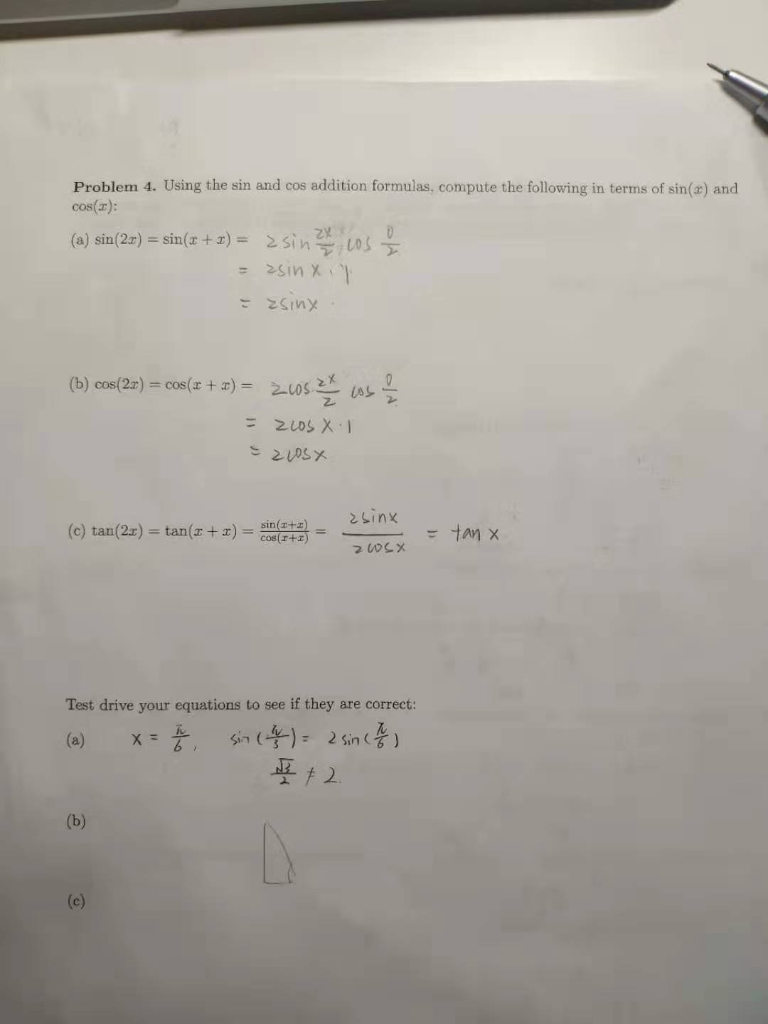 Solved Problem 4 Using The Sin And Cos Addition Formulas Chegg Com