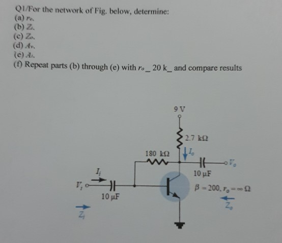 Solved Q1 For The Network Of Fig Below Determine B Z Chegg Com