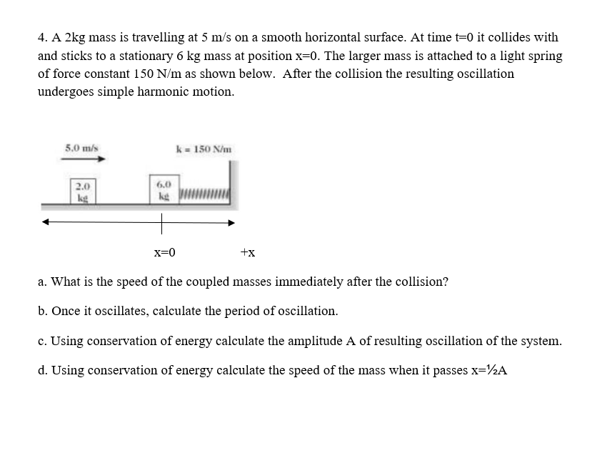 solved-4-a-2kg-mass-is-travelling-at-5-m-s-on-a-smooth-chegg