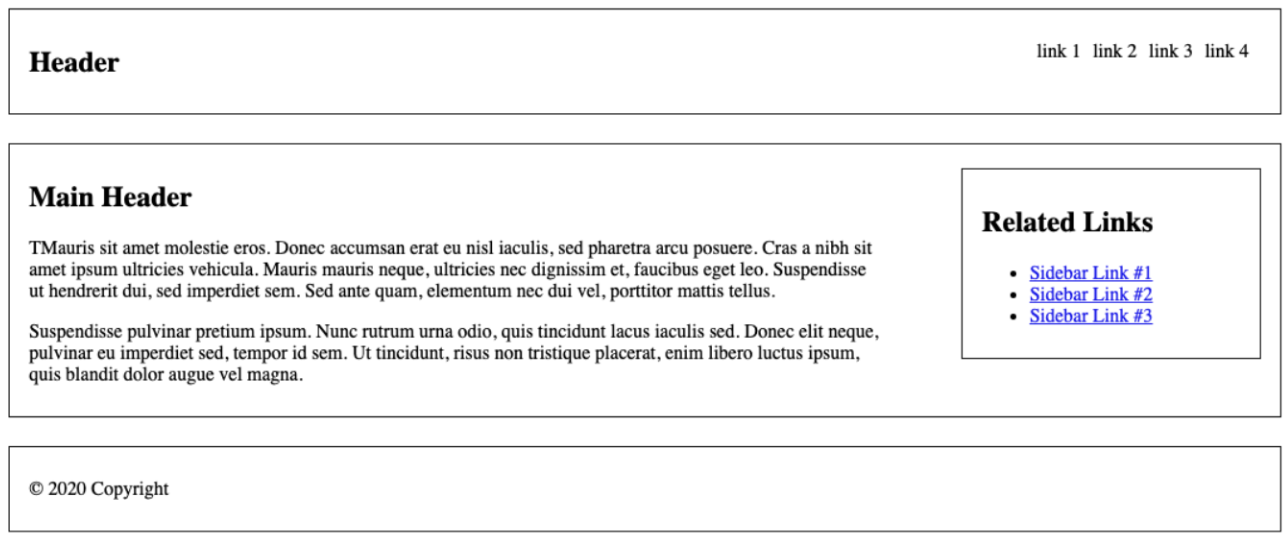 Solved Header link 1 link 2 link 3 link 4 Main Header | Chegg.com