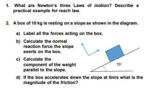 Solved A box of 10kg is resting on a slope as shown | Chegg.com