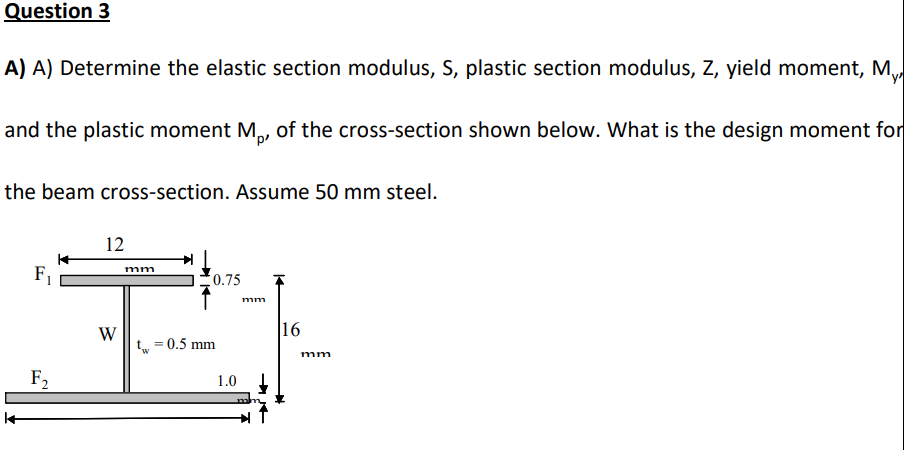 Solved Question 3 A) A) Determine the elastic section | Chegg.com