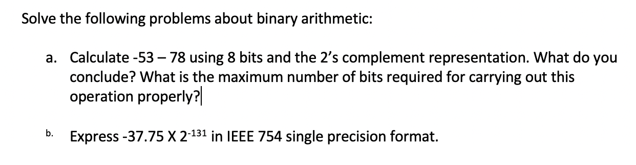 Solved Binary arithmetic: discrete mathematics please solve | Chegg.com