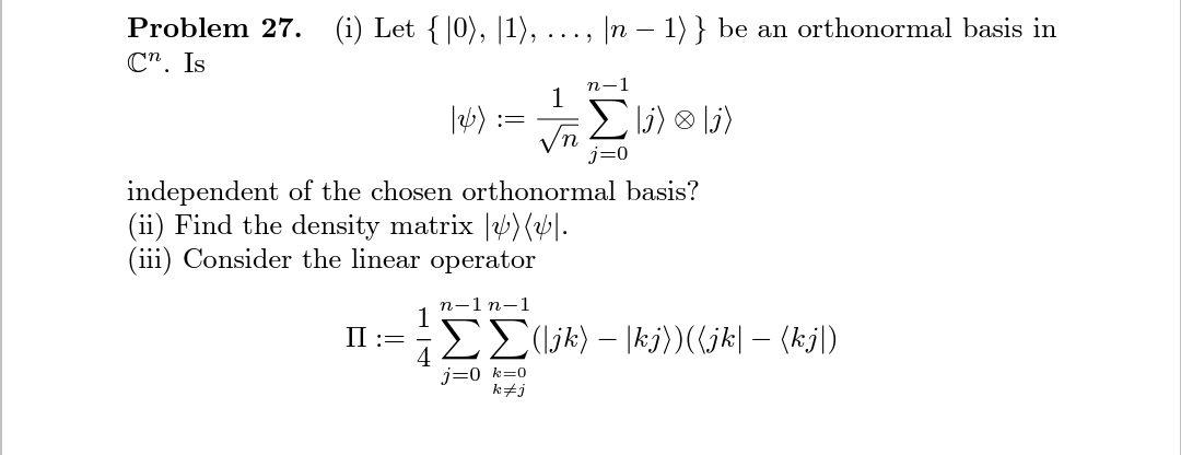 n-1 Problem 27. (i) Let {10), 11), ..., In – 1)} be | Chegg.com