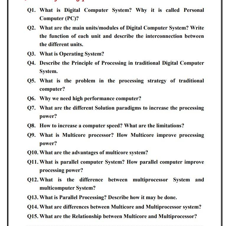Solved Q1. What is Digital Computer System? Why it is called | Chegg.com