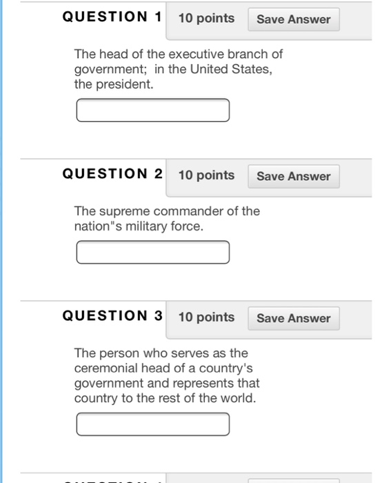 Solved QUESTION 1 10 points Save Answer The head of the | Chegg.com
