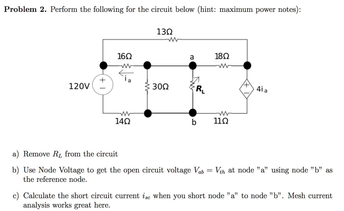 Solved Problem 2. Perform The Following For The Circuit | Chegg.com