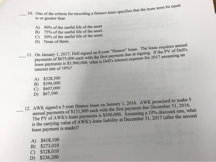 solved-10-one-of-the-criteria-for-recording-a-finance-chegg