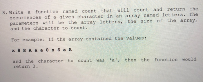 Solved function named count that wil11 count and return the | Chegg.com
