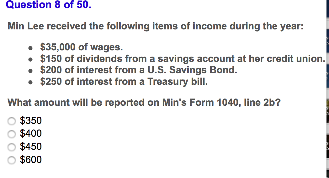 Solved Min Lee received the following items of income during | Chegg.com