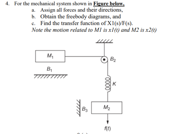 Solved 4. For The Mechanical System Shown In Figure Below, | Chegg.com