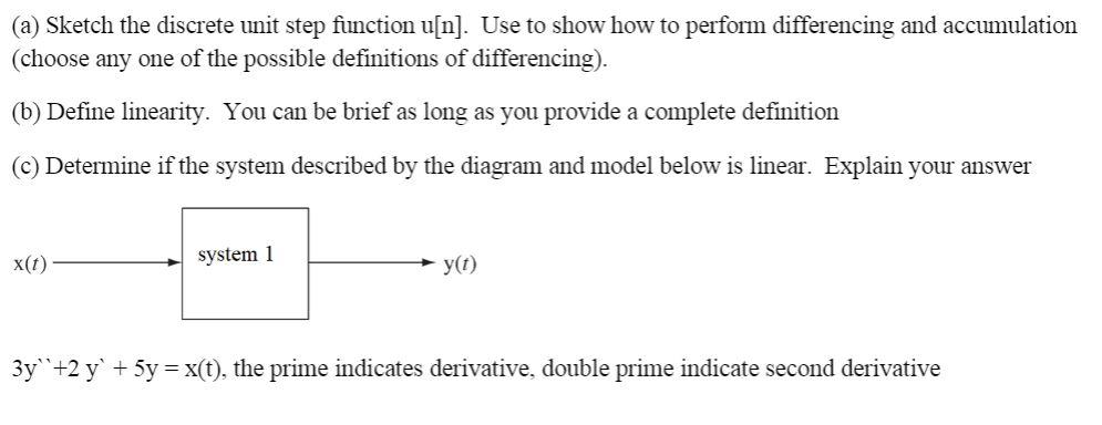 Solved (a) Sketch the discrete unit step function u[n]. Use | Chegg.com