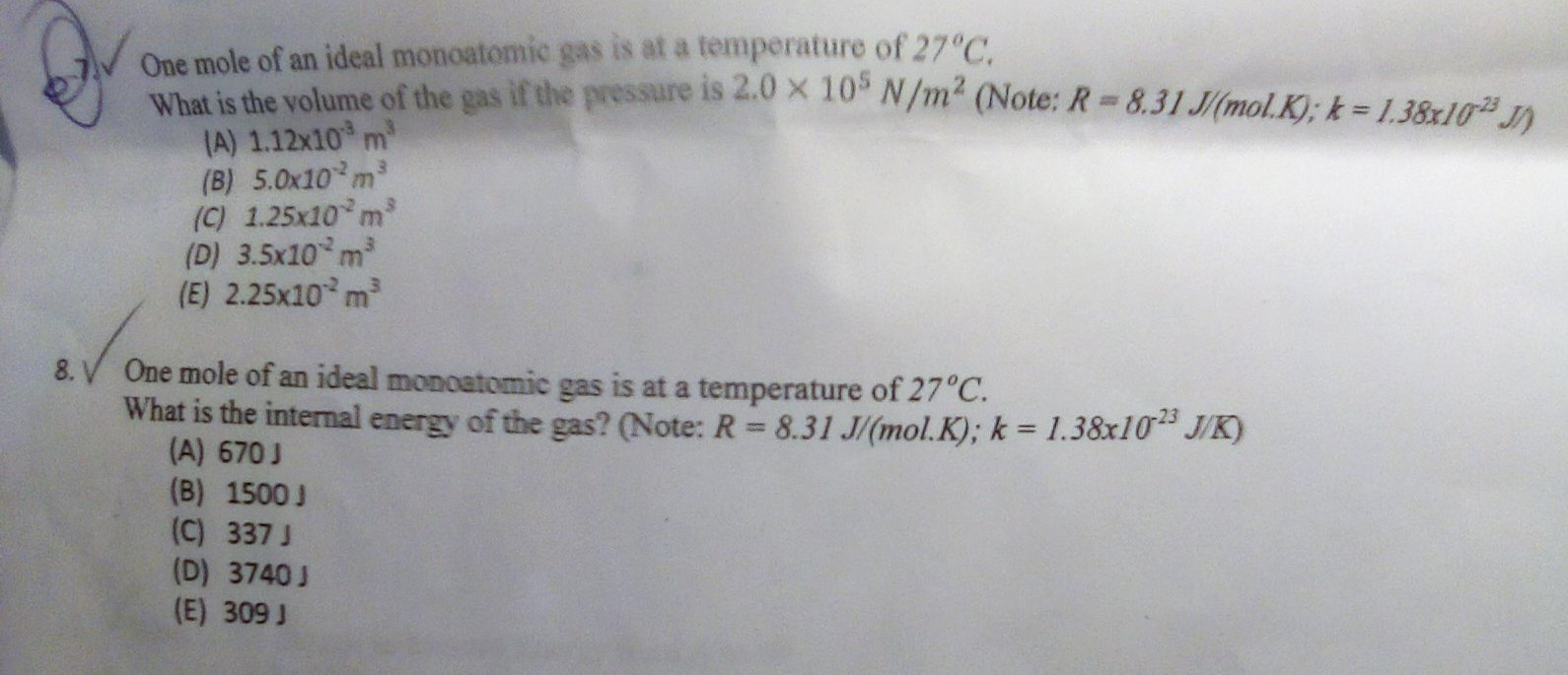 Solved One Mole Of An Ideal Monoatomic Gas Is At A Temper Chegg Com