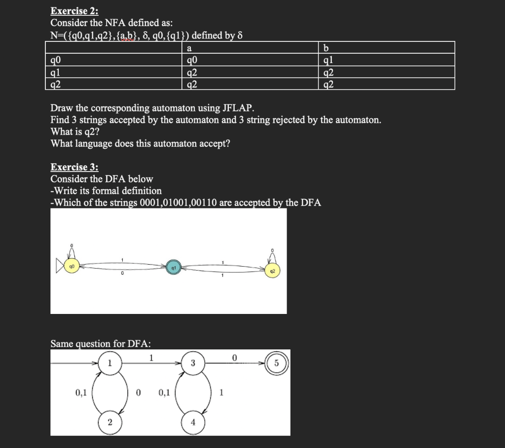 Solved Exercise 2: Consider The NFA Defined As: | Chegg.com