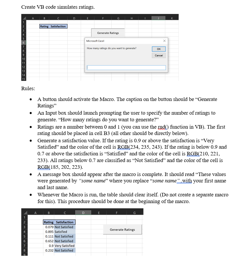 Solved Create VB code simulates ratings. E F G H Nm Rating | Chegg.com