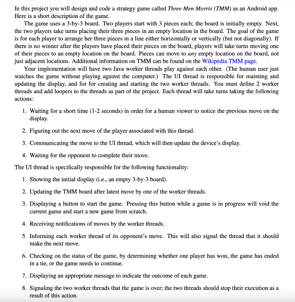 Solved Code 3 men morris game in android using java. Please | Chegg.com
