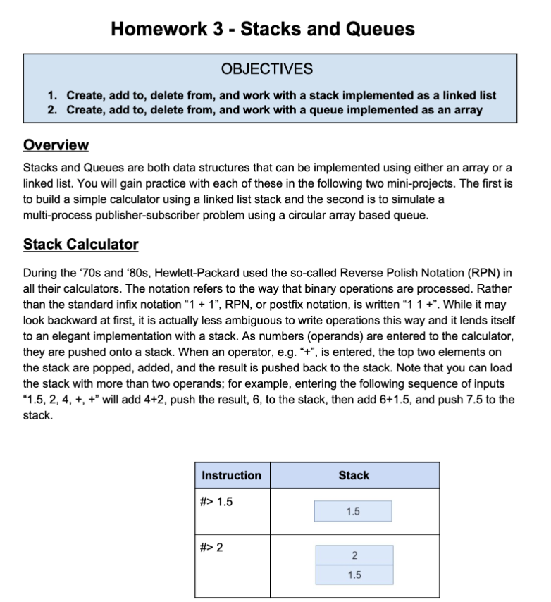 Solved Homework 3 - Stacks And Queues OBJECTIVES 1. Create, | Chegg.com