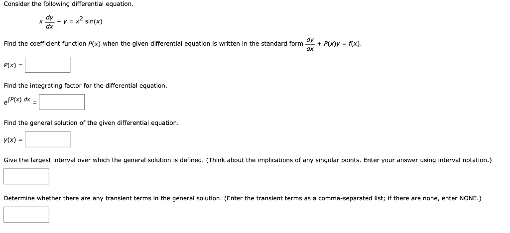 Solved Consider the following differential equation. dy X dx | Chegg.com