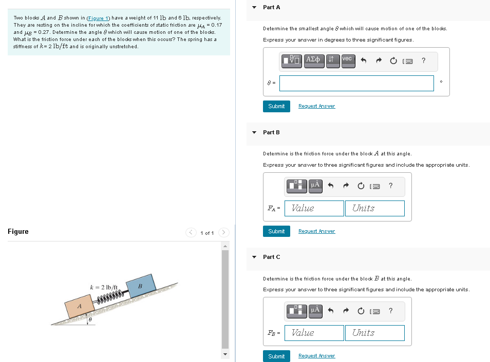 Solved Two blocks A and B shown in (Figure 1) have a meight | Chegg.com