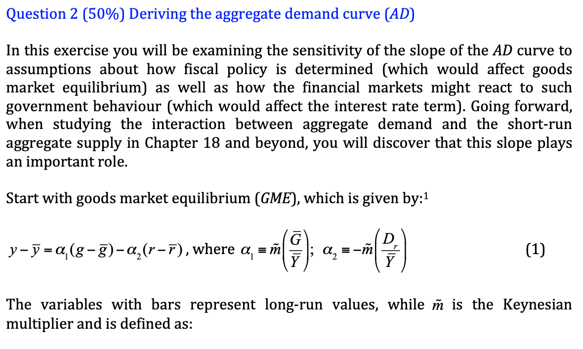 Question 2 50 Deriving The Aggregate Demand Cur Chegg Com