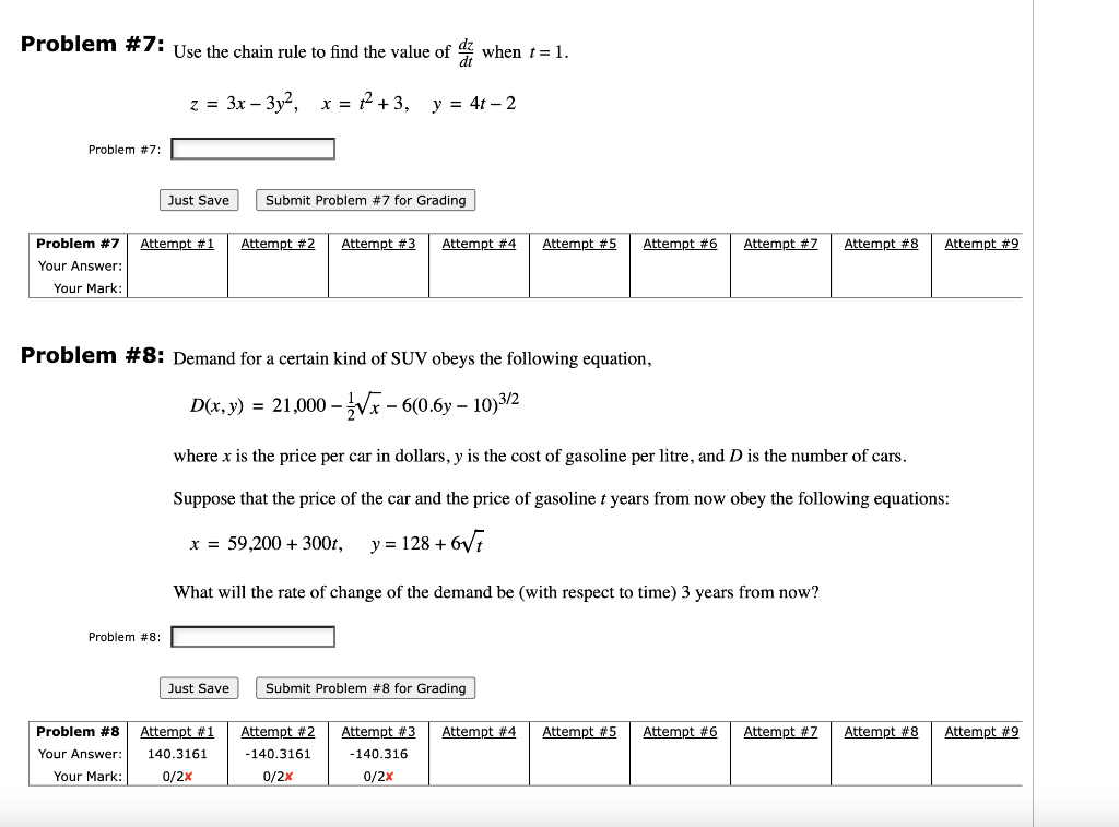 Solved Problem \#7: Use the chain rule to find the value of | Chegg.com
