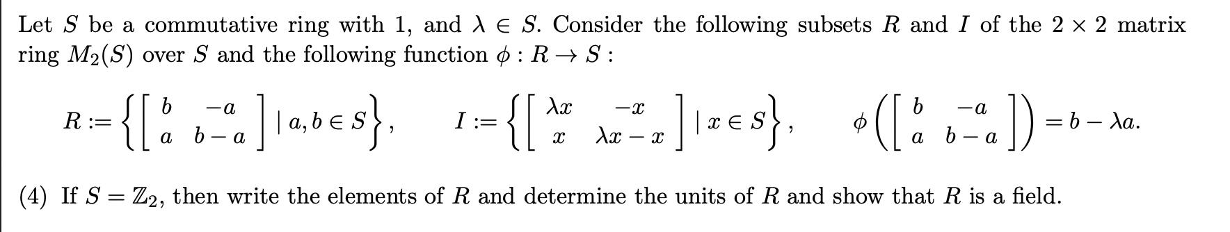 Solved Let S be a commutative ring with 1, and E S. Consider | Chegg.com