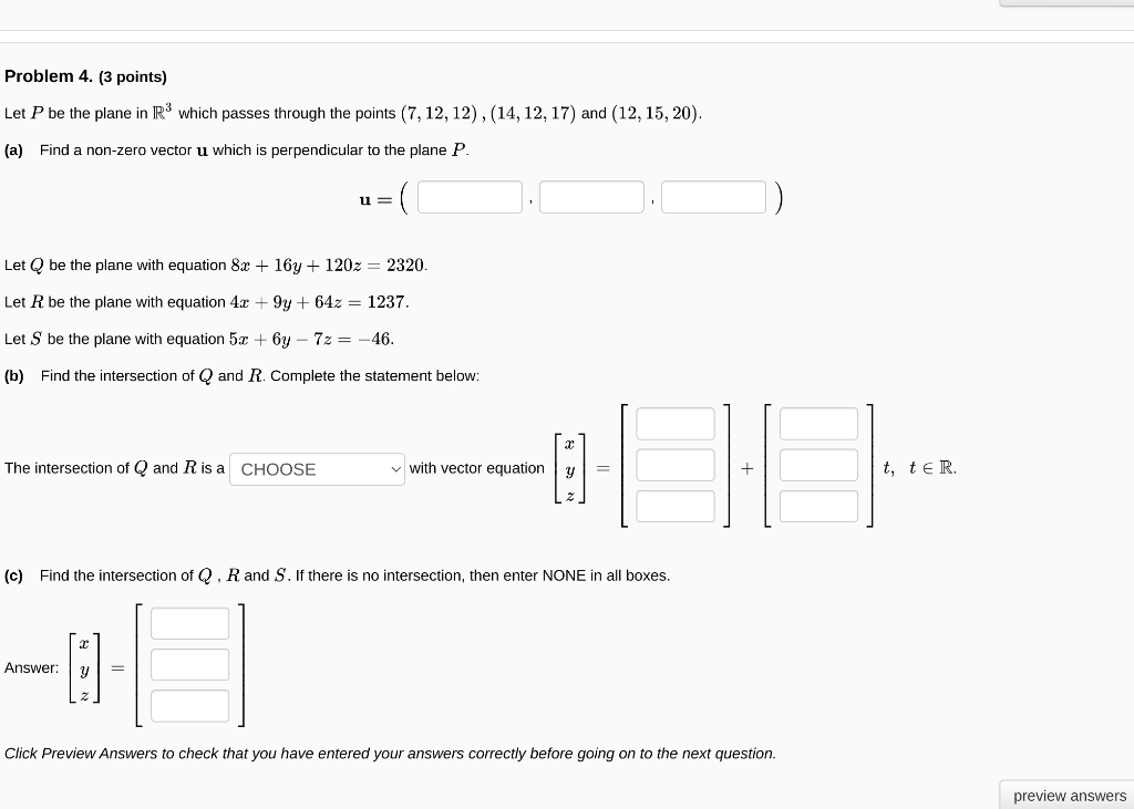 Solved Problem 4. ( 3 Points) Let P Be The Plane In R3 Which | Chegg.com