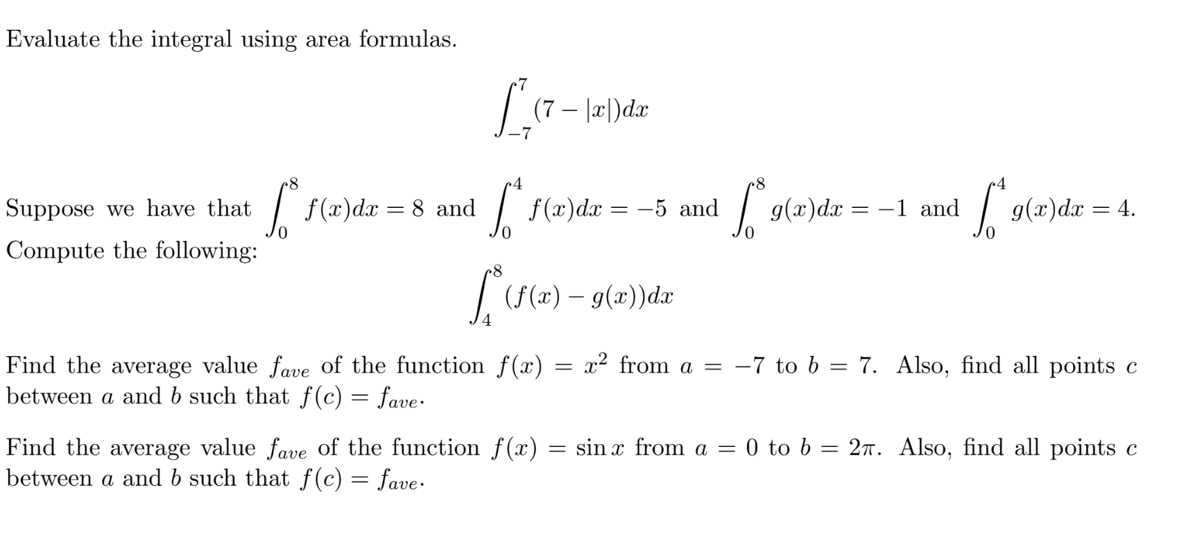 Solved Evaluate the integral using area formulas. | Chegg.com