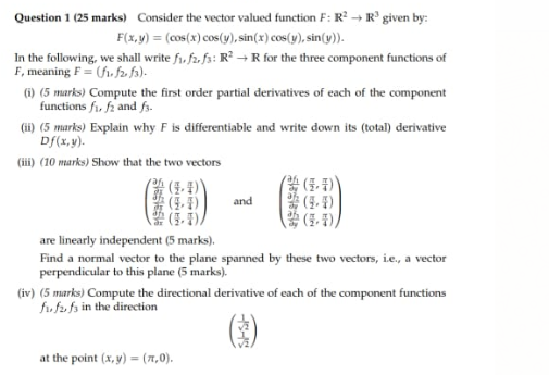Solved Question 1 (25 marks) Consider the vector valued | Chegg.com