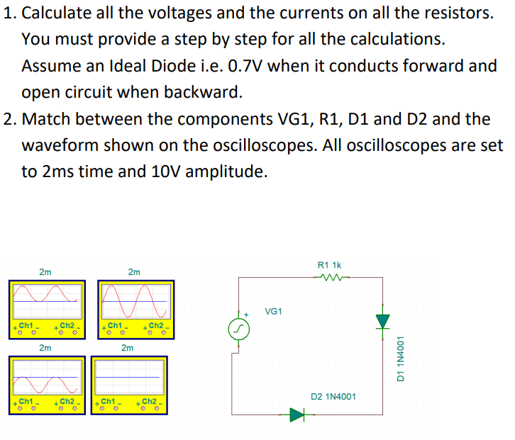 Solved 1. Calculate all the voltages and the currents on all | Chegg.com