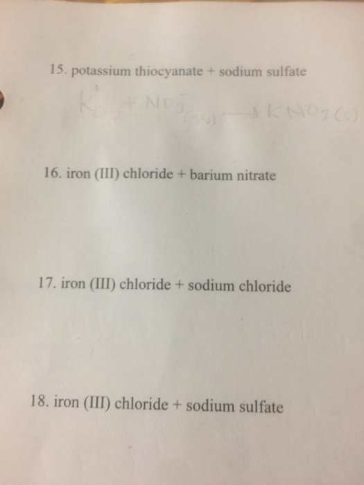 Solved Potassium thiocyanate + sodium sulfate iron (III)