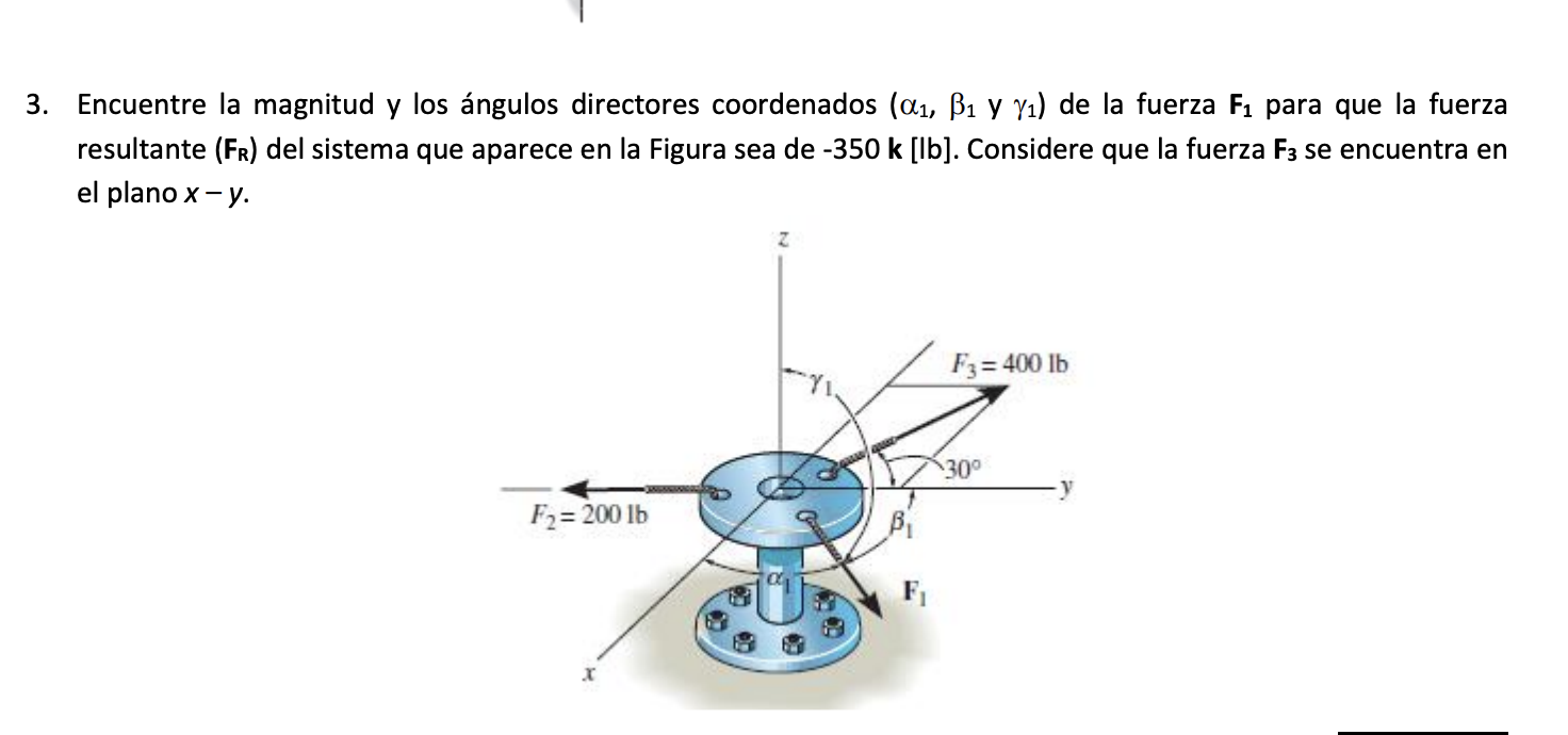 3. Encuentre la magnitud y los ángulos directores coordenados \( \left(\alpha_{1}, \beta_{1}\right. \) y \( \left.\gamma_{1}\