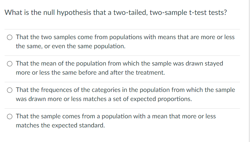 write a typical null hypothesis for a two tail test