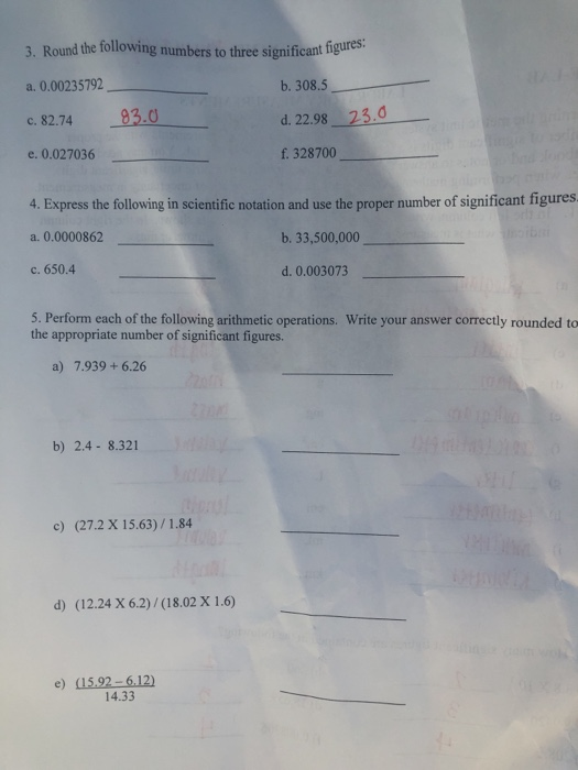 Solved 3. Round The Following Numbers To Three Significant | Chegg.com