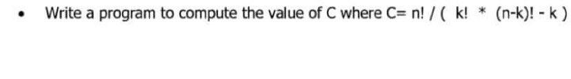 Solved Write a program to compute the value of C where C= | Chegg.com