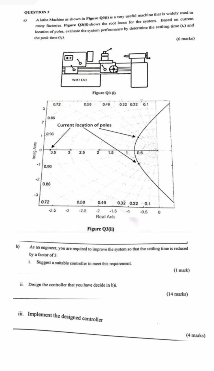 QUESTION 2
a) A lathe Machine as shown in Figure Q3(i) is a very useful machine that is widely used in many factories. Figure