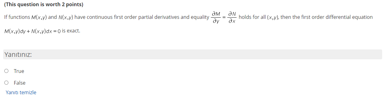 Solved (This question is worth 2 points) If functions M(x,y) | Chegg.com