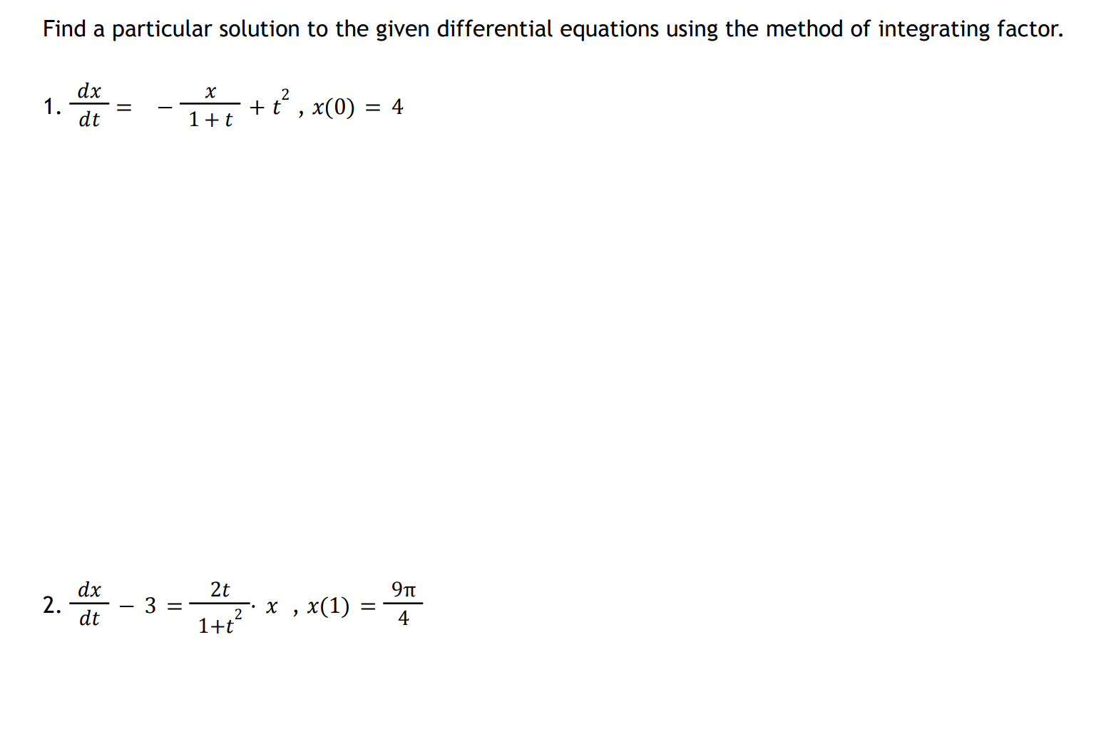 Solved Find a particular solution to the given differential | Chegg.com