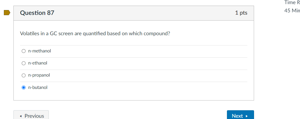 Solved Volatiles in a GC screen are quantified based on | Chegg.com
