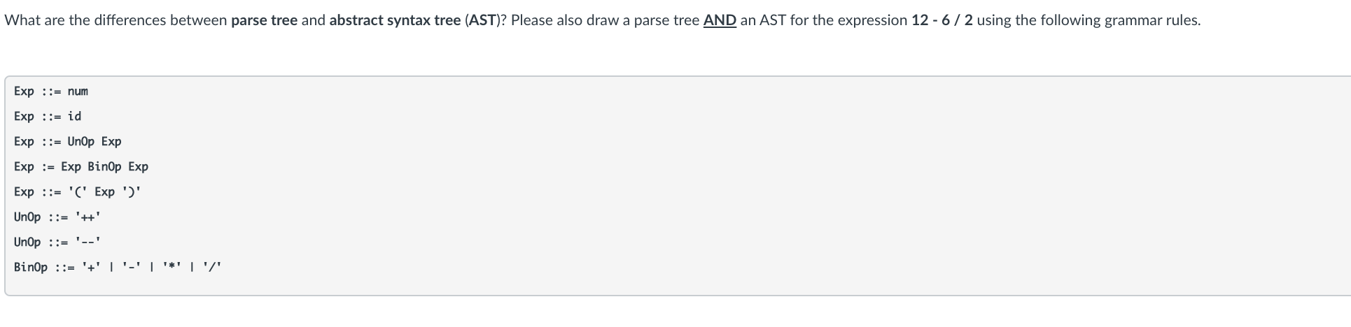 Solved What are the differences between parse tree and | Chegg.com