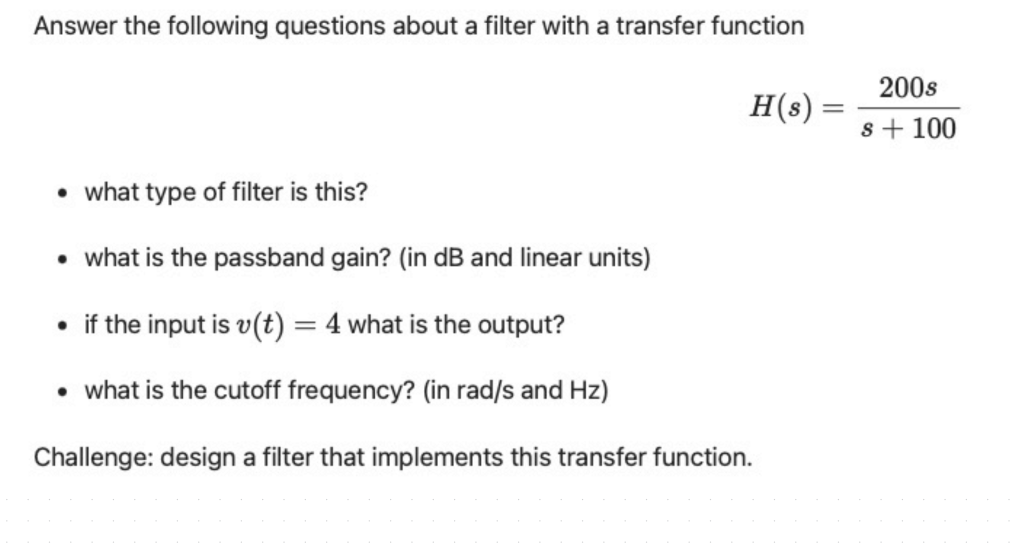 Solved Answer the following questions about a filter with a | Chegg.com