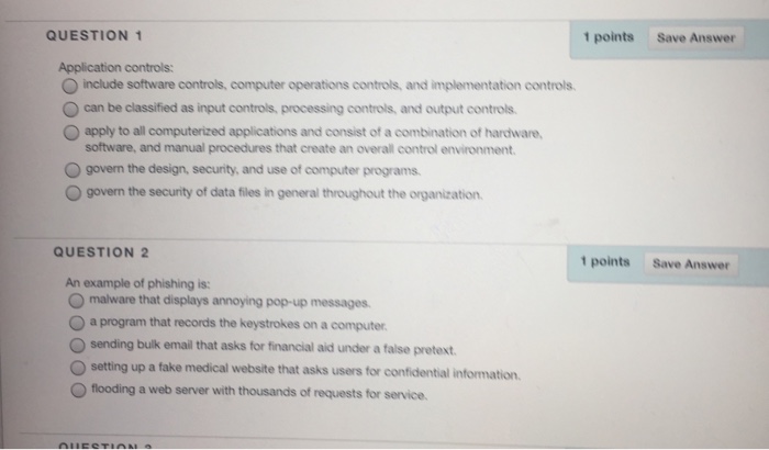 Solved QUESTION 1 1 points Save Answer O include software | Chegg.com